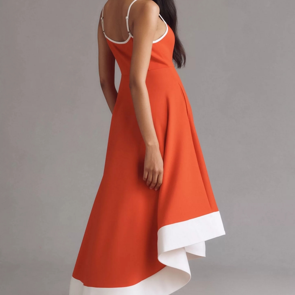 Anthropologie Maeve Vibrant Red and White Midi Dress